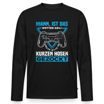 Gamer Sommer Lustiger Spruch - Männer Premium Bio Langarmshirt - Schwarz - Vorne - Nico (187cm)