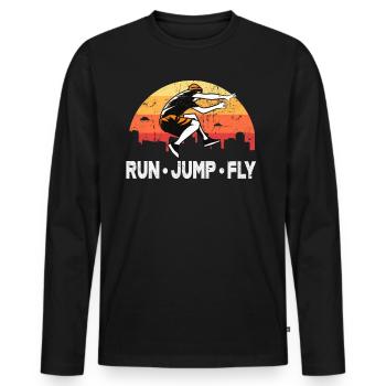 Parkour Run Jump Fly - Männer Premium Bio Langarmshirt - Schwarz - Vorne - Nico (187cm)