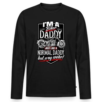 Motocycliste cool biker papa - T-shirt manches longues Premium bio Homme - noir - Devant - Nico (187cm)