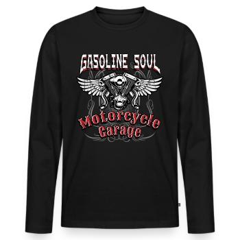 Benzin im Blut Motorrad Motor - Männer Premium Bio Langarmshirt - Schwarz - Vorne - Nico (187cm)
