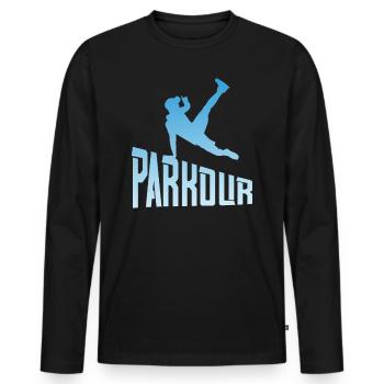 Athlète de course libre de Parkour Freerunner - T-shirt manches longues Premium bio Homme - noir - Devant - Nico (187cm)