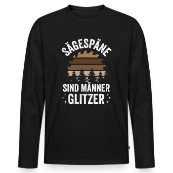 Schreiner Holz Sägespäne sind Männer Glitzer - Männer Premium Bio Langarmshirt - Schwarz - Vorne - Nico (187cm)