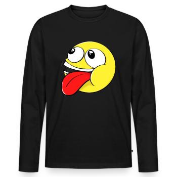 Smile Face Fun Smilies Cartoon Smilie Smile - T-shirt manches longues Premium bio Homme - noir - Devant - Nico (187cm)