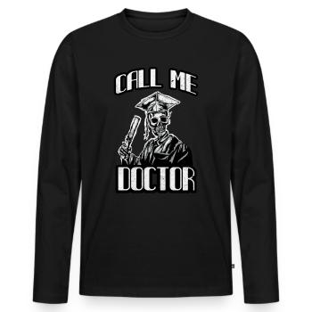 Doctorate Gift Doctor's Hat Funny Doctor - Men's Premium Organic Long Sleeve Shirt - black - Front - Nico (187cm)