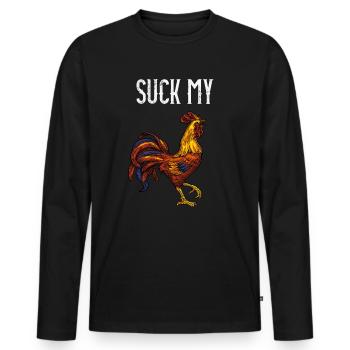 Suce ma bite - T-shirt manches longues Premium bio Homme - noir - Devant - Nico (187cm)