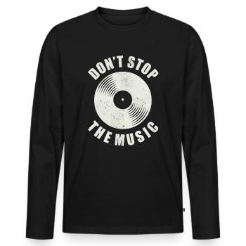 Vintage vinyl record DJ musician saying music - Men's Premium Organic Long Sleeve Shirt - black - Front - Nico (187cm)