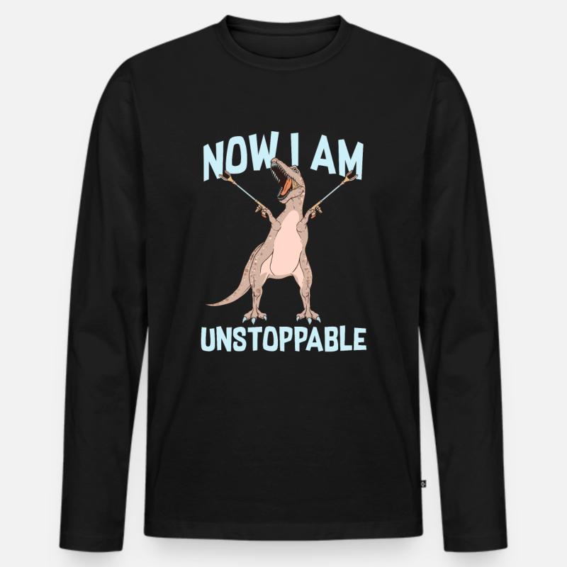 Dinosaurs unstoppable - Männer Premium Bio Langarmshirt - Schwarz