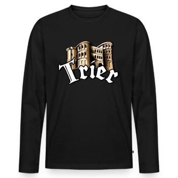 Ville de Trèves Porta Nigra Moselle accueil - T-shirt manches longues Premium bio Homme - noir - Devant - Nico (187cm)