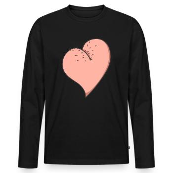 Hairy butt funny heart shaped ass - Men's Premium Organic Long Sleeve Shirt - black - Front - Nico (187cm)