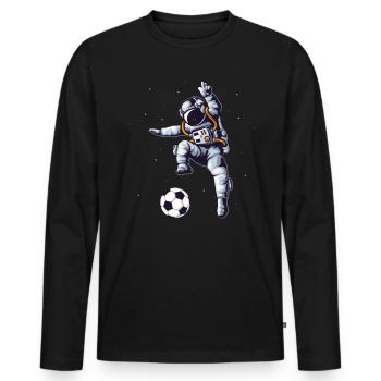 Astronaute de football en fan de joueur de football de l'espace - T-shirt manches longues Premium bio Homme - noir - Devant - Nico (187cm)