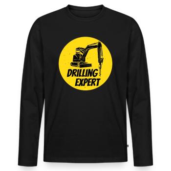 Drilling expert drilling machine construction site construction worker - Men's Premium Organic Long Sleeve Shirt - black - Front - Nico (187cm)