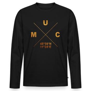 Munich MUC coordonne le cadeau à la maison Bavière - T-shirt manches longues Premium bio Homme - noir - Devant - Nico (187cm)