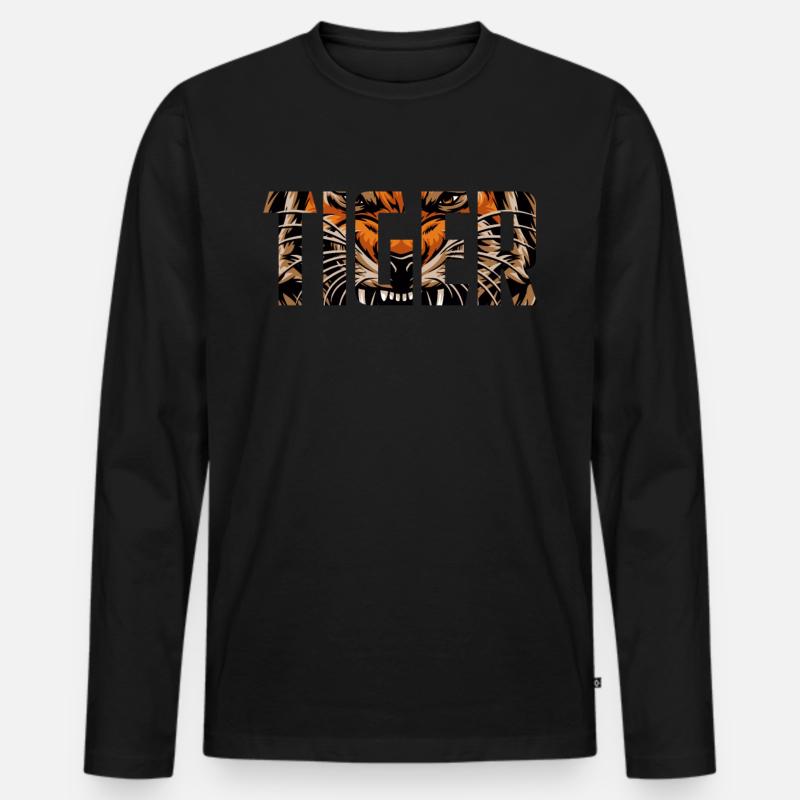 Tiger - Männer Premium Bio Langarmshirt - Schwarz
