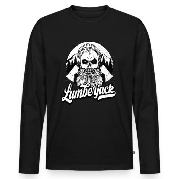 Bûcheron crâne bûcheron vintage forestier - T-shirt manches longues Premium bio Homme - noir - Devant - Nico (187cm)
