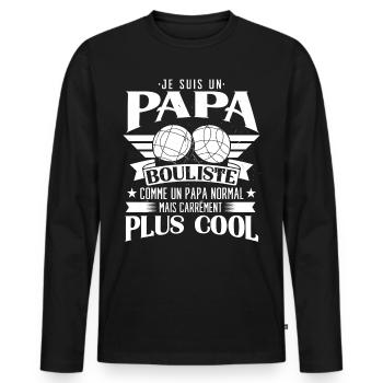 Papa Bouliste Boccia Petanque Humour - T-shirt manches longues Premium bio Homme - noir - Devant - Nico (187cm)