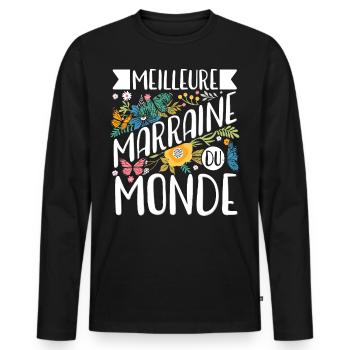 Meilleure Marraine Du Monde Cadeaux - T-shirt manches longues Premium bio Homme - noir - Devant - Nico (187cm)