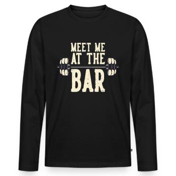 Workout Meet Me At The Bar Fitness Kraftsport - Männer Premium Bio Langarmshirt - Schwarz - Vorne - Nico (187cm)