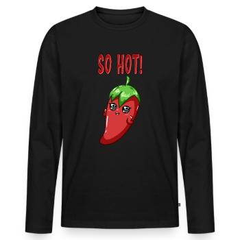 Cute Chilli Chica So Hot Funny Peppers - Men's Premium Organic Long Sleeve Shirt - black - Front - Nico (187cm)