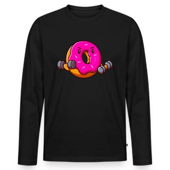 Lustiger Fitness Donut Workout Gewichtheber - Männer Premium Bio Langarmshirt - Schwarz - Vorne - Nico (187cm)