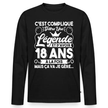C'Est Compliqué D'être Une Légende Et D'Avoir 18 - T-shirt manches longues Premium bio Homme - noir - Devant - Nico (187cm)