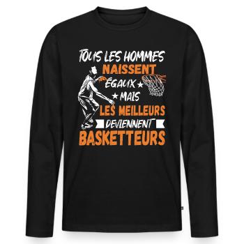 Basketteurs Cadeau pour Basketteur Humour - T-shirt manches longues Premium bio Homme - noir - Devant - Nico (187cm)