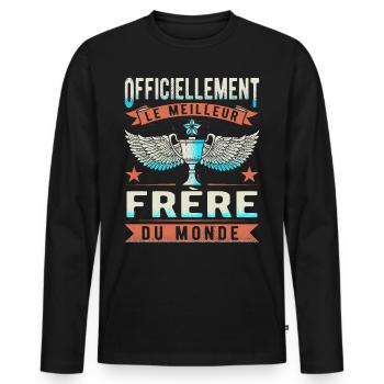 Meilleur Frère Du Monde - T-shirt manches longues Premium bio Homme - noir - Devant - Nico (187cm)