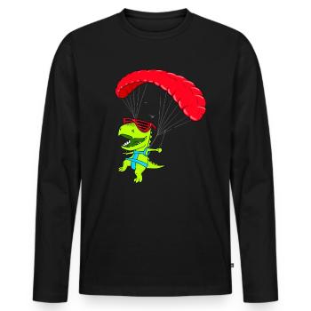 Lustiger Hanggleiter Dinosaurier Paraglider Flug - Männer Premium Bio Langarmshirt - Schwarz - Vorne - Nico (187cm)