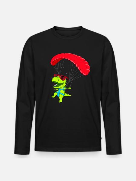 Funny Hang glider dinosaur paraglider flight - Men's Premium Organic Long Sleeve Shirt - black