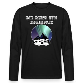 Reise zum Nordlicht Wohnmobil, Camping Urlaub FUN - Männer Premium Bio Langarmshirt - Schwarz - Vorne - Nico (187cm)