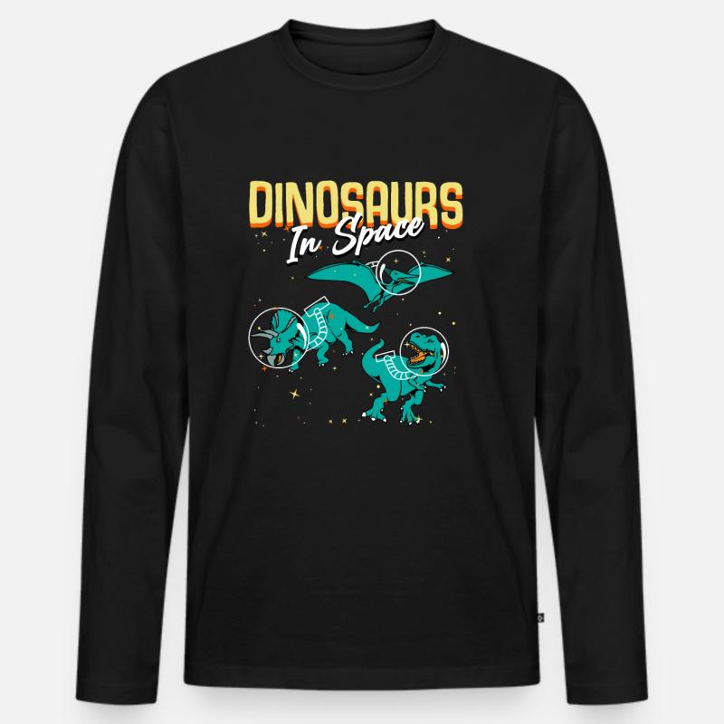 dinosaur in space - Männer Premium Bio Langarmshirt - Schwarz