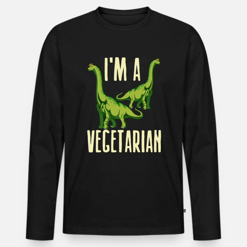 Dino Vegetarier - Männer Premium Bio Langarmshirt - Schwarz