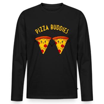 Pizza Freunde lustiges niedliches Pizzas Pärchen - Männer Premium Bio Langarmshirt - Schwarz - Vorne - Nico (187cm)