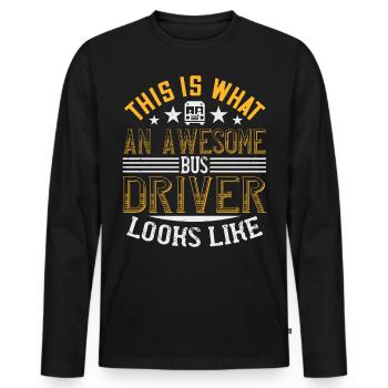 Bus bus scolaire bus cadeau - T-shirt manches longues Premium bio Homme - noir - Devant - Nico (187cm)