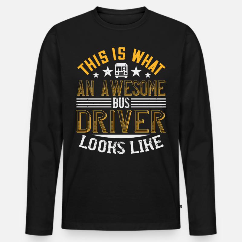 Busfahrer Schulbus Bus Geschenk - Männer Premium Bio Langarmshirt - Schwarz