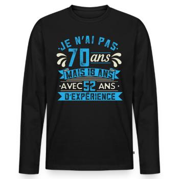 Anniversaire 70 Ans Cadeau - T-shirt manches longues Premium bio Homme - noir - Devant - Nico (187cm)