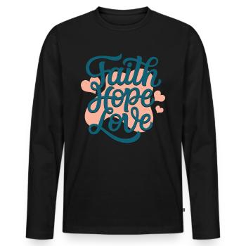 Glaube Hoffnung Liebe - Männer Premium Bio Langarmshirt - Schwarz - Vorne - Nico (187cm)