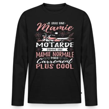 Mamie Motarde Mamou Humour - T-shirt manches longues Premium bio Homme - noir - Devant - Nico (187cm)