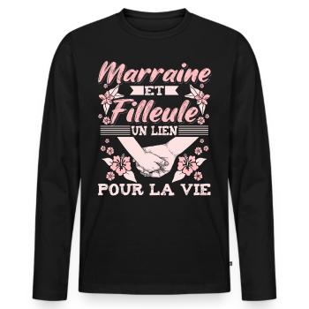 Marraine et Filleule - T-shirt manches longues Premium bio Homme - noir - Devant - Nico (187cm)