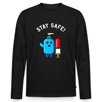 Bleib Gesund Desinfektion Hygiene Spritze Impfung - Männer Premium Bio Langarmshirt - Schwarz - Vorne - Nico (187cm)