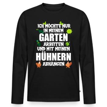 Gärtner In meinem Garten mit meinen Hühnern abhäng - Männer Premium Bio Langarmshirt - Schwarz - Vorne - Nico (187cm)