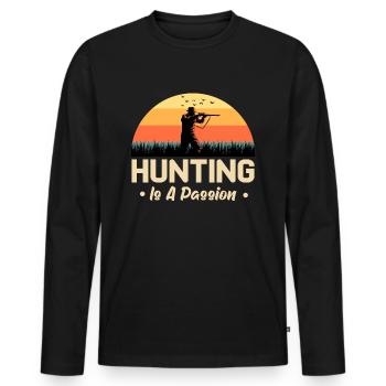 Hunting Passion Hunting Hunters Retro Sun - Men's Premium Organic Long Sleeve Shirt - black - Front - Nico (187cm)