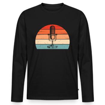 Podcast Radio Micro Podcaster Retro Soleil - T-shirt manches longues Premium bio Homme - noir - Devant - Nico (187cm)