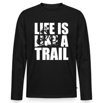VTT VTT Life is like a Trail Downhill - T-shirt manches longues Premium bio Homme - noir - Devant - Nico (187cm)