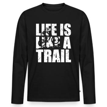 VTT VTT Life is like a Trail Downhill - T-shirt manches longues Premium bio Homme - noir - Devant - Nico (187cm)
