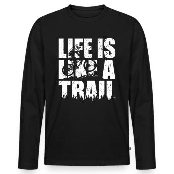 VTT VTT Life is like a Trail Downhill - T-shirt manches longues Premium bio Homme - noir - Devant - Nico (187cm)