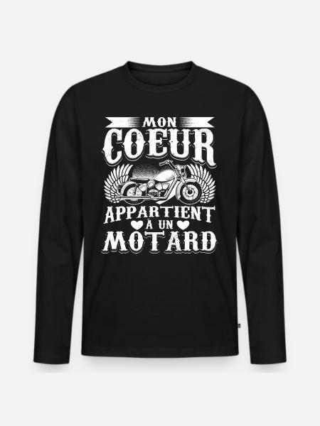 Motocyclette Motarde Motard - T-shirt manches longues Premium bio Homme - noir