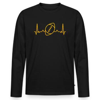Heartbeat I love Greenbay Wisconsin Football Fans - Männer Premium Bio Langarmshirt - Schwarz - Vorne - Nico (187cm)