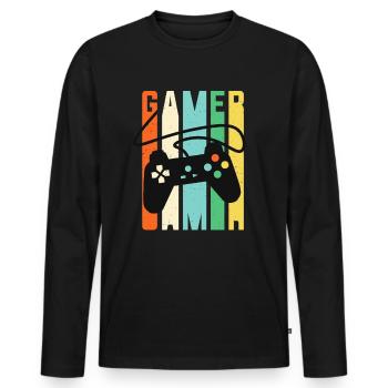 Gamer Console Controller Retro Gaming - Männer Premium Bio Langarmshirt - Schwarz - Vorne - Nico (187cm)