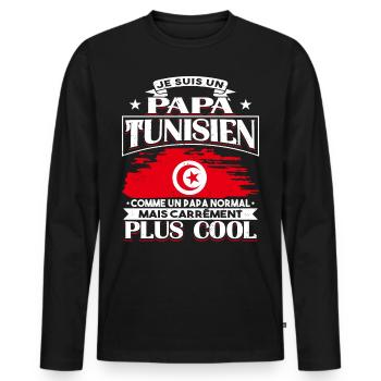 Je Suis Un Papa Tunisien - T-shirt manches longues Premium bio Homme - noir - Devant - Nico (187cm)