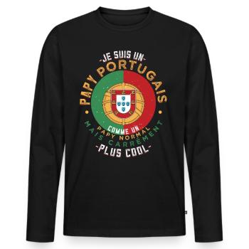 Je Suis Un Papy Portugais Comme Un Papy Normal - T-shirt manches longues Premium bio Homme - noir - Devant - Nico (187cm)